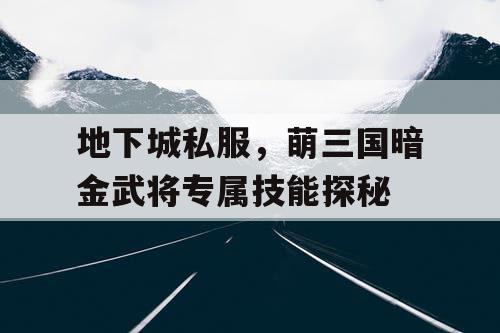 地下城私服，萌三国暗金武将专属技能探秘