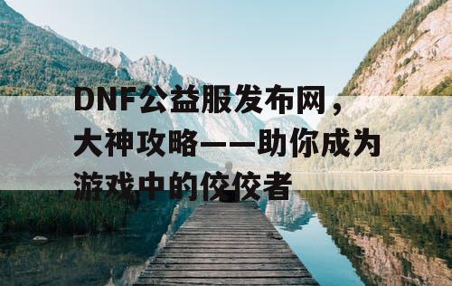 DNF公益服发布网，大神攻略——助你成为游戏中的佼佼者