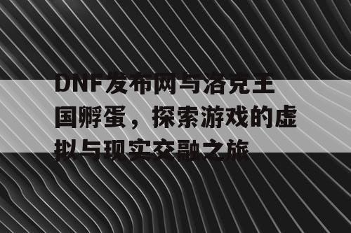 DNF发布网与洛克王国孵蛋，探索游戏的虚拟与现实交融之旅