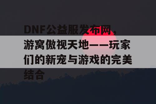 DNF公益服发布网，游窝傲视天地——玩家们的新宠与游戏的完美结合