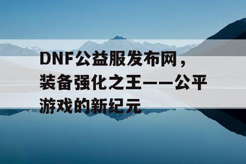 DNF公益服发布网，装备强化之王——公平游戏的新纪元